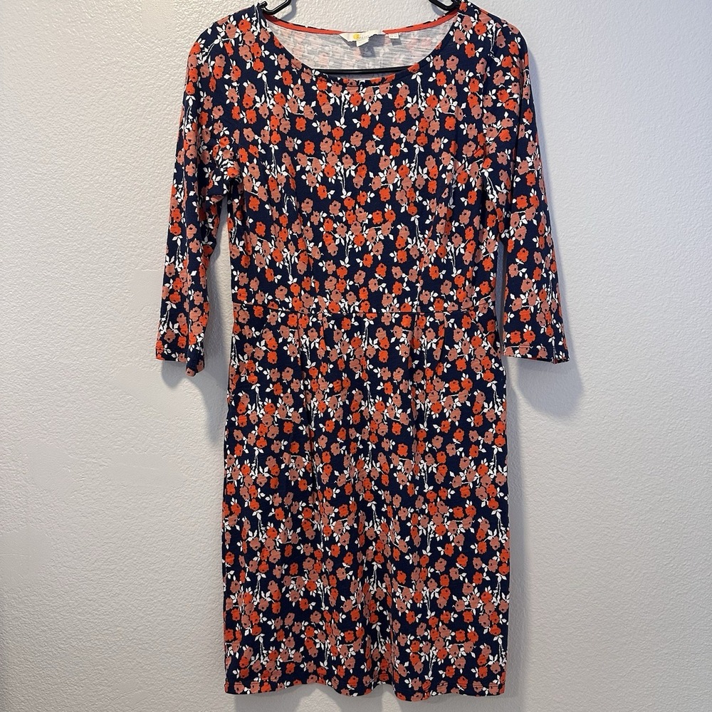 Boden Size-6P Womens Dress Multicolor Floral Miriam 3/4 Sleeve Jersey